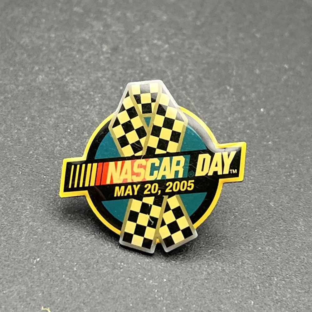 NASCAR Day 2005 Racing Black & White Ribbon Lapel Hat Pin